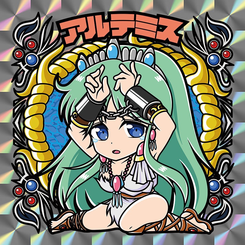 【レゲ★娘れ】「フェリオス」アルテミス(グリーン)〜ビックリマン風自作キラキラシール/裏書きあり